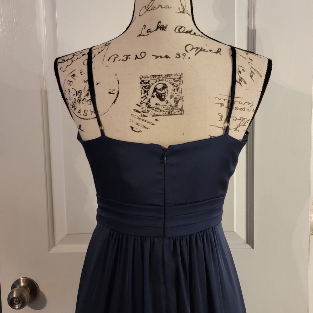 BCBG Paris Size 6 Navy Blue Sleeveless Ruffle Evening Gown Maxi Formal Dress - Picture 6 of 11